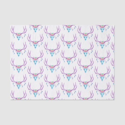 花の雄鹿のスカルのティッシュペーパー 薄葉紙 (正面)