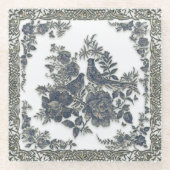 花の雉 ガラスコースター (正面)