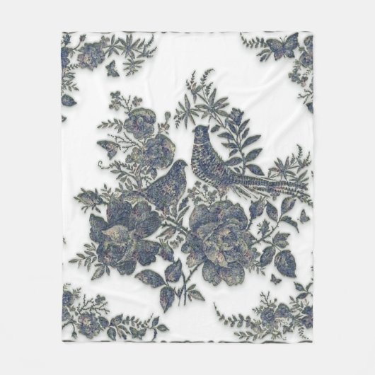 花の雉 フリースブランケット (正面)