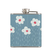 花の雨の春の青暗いおもしろい フラスク (裏面)