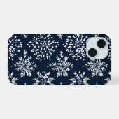花の雪の結晶のパターン iPhone 15ケース (裏面横)