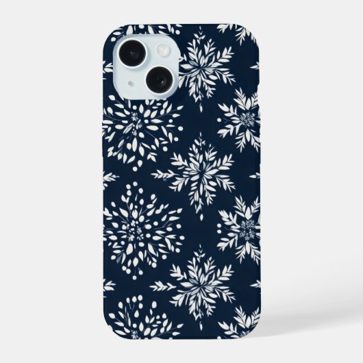 花の雪の結晶のパターン iPhone 15ケース (裏面)