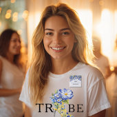 花の青いシノワズリー ブライダルシャワー ボタン 缶バッジ