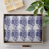 花の青いバスケット木版画 薄葉紙 (ギフト)