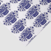 花の青いバスケット木版画 薄葉紙 (詳細)