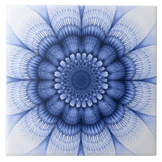 花の青いパターン タイル (正面)