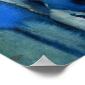 '花の青いフィールド'抽象芸術水色 ポスター (角)