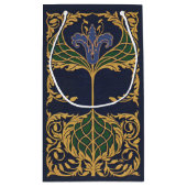 花の青いユリのアール・ヌーヴォー スモールペーパーバッグ (裏面)