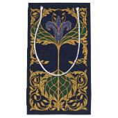 花の青いユリのアール・ヌーヴォー スモールペーパーバッグ (正面)