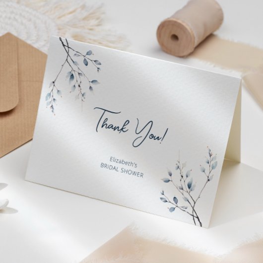 花の青い冬の植物学の感謝カード サンキューカード