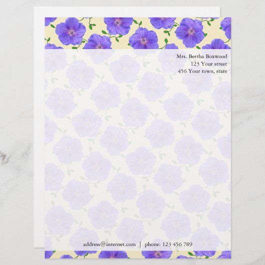 花の青い庭によっては写真のカスタムな住所が開花します レターヘッド (正面/裏面)