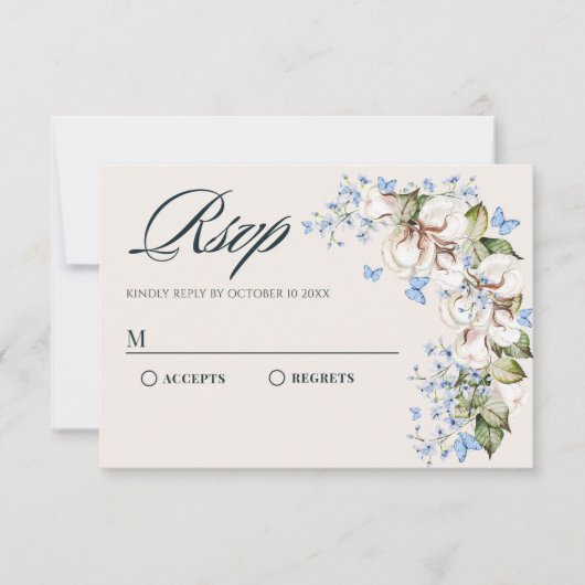 花の青い蝶 出欠カード (正面)