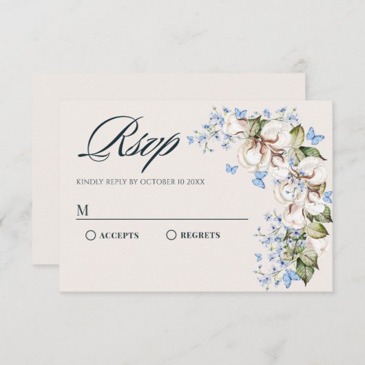 花の青い蝶 出欠カード (正面/裏面)