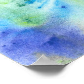 花の青バイオレットフィールド抽象芸術水色 ポスター (角)