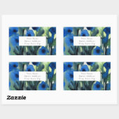 花の青フィールドのラベル 長方形シール (シート)