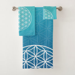 花の青/ターコイズ バスタオルセット