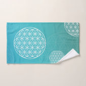 花の青/ターコイズ バスタオルセット (ハンドタオル)