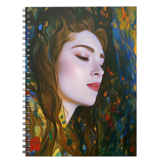 "花の静寂" – 水中の女性 ノートブック (正面)