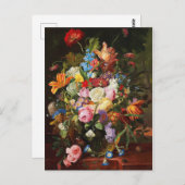 花の静止バラ、チューリップとカーネーションの生活 ポストカード (正面/裏面)