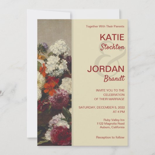 花の静物 ウェディング 招待状 (正面)