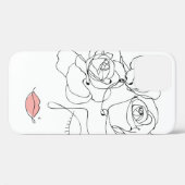花の頭、花を持つラインアートの女性 Case-Mate iPhoneケース (裏面 (横))