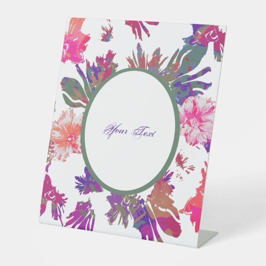 花の額縁のデザイン 台座サイン (正面)