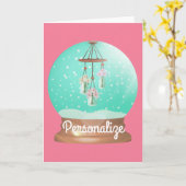 花の風鈴の雪の地球かわいいフローラ冬 カード (黄色い花)