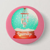 花の風鈴の雪の地球かわいいフローラ冬 缶バッジ (正面)