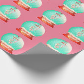 花の風鈴の雪の球体かわいいピンクの緑 ラッピングペーパー (角)