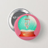 花の風鈴 スノーグローブ かわいい 冬 ピンク 缶バッジ (正面&裏面)