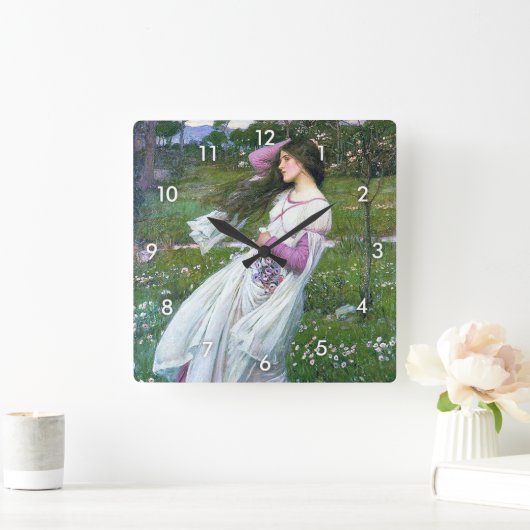 『花の風』 スクエア壁時計 (ホーム)