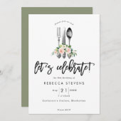 花の食事用器具類の誕生会を祝おう 招待状 (正面/裏面)