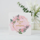 花の飾られたピンクの感謝カード シーズンカード (スタンド正面)