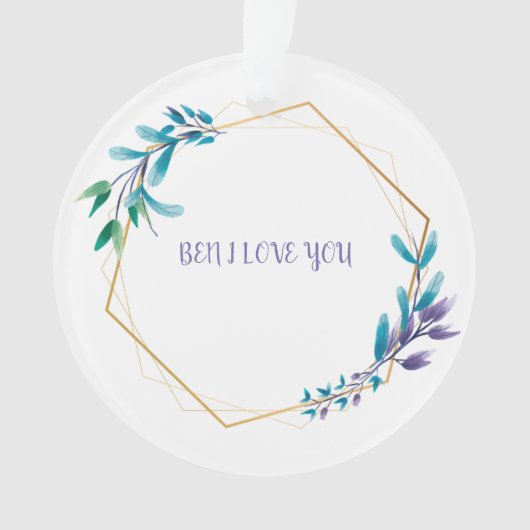 花の飾りは青く、私はあなたを愛している オーナメント (正面)