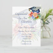 花の飾り付きの卒業キャップカスタム 招待状 (スタンド正面)