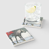 花の馬の石コースター ストーンコースター (横)