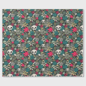 花の骸骨 ラッピングペーパー (フラット)