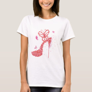 花の高いかかとワイシャツ Tシャツ