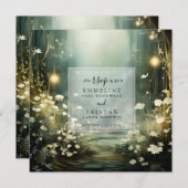 花の魅惑された森の道RSVP セーブザデート (正面/裏面)