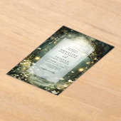 花の魅惑的な森のパス緑結婚色 アクリル招待状 (レイダウン)