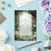 花の魅惑的な森のパス緑結婚色 アクリル招待状 (インサイチュ (ウェディング))