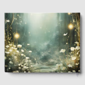 花の魅惑的な森のパス緑結婚色 ゲストブック (裏面)