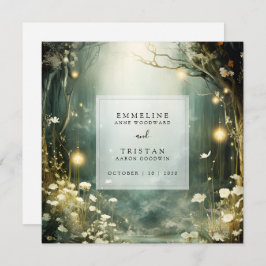 花の魅惑的な森のパス緑結婚色 サンキューカード