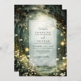 花の魅惑的な森のパス緑結婚色 招待状