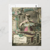 花の魚のコルヌコピアのポアソンのd'avril ポストカード (正面/裏面)