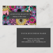 花の鮮やかな手描きの図解入りの、写真付きのな花 名刺 (正面/裏面)