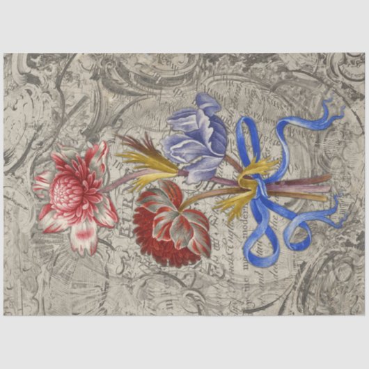 花の鮮やかな赤ピンクの花束デコページ紙 薄葉紙 (正面)