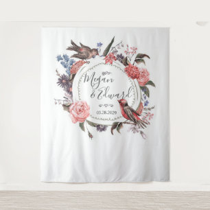 花の鳥の結婚式の背景幕の披露宴の装飾 タペストリー