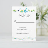 花の鳥の結婚式RSVPカード 出欠カード (スタンド正面)