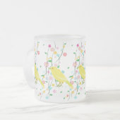 花の鳥(繰り返し) フロストグラスマグカップ (正面左)